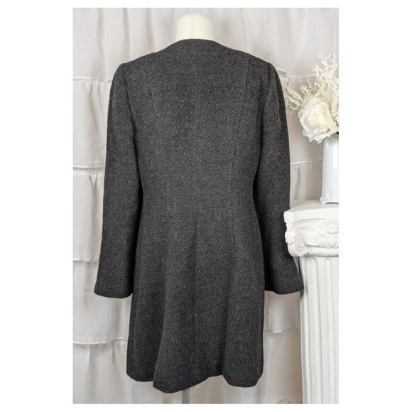 Peruvian Connection Charcoal Gray 74% Alpaca 26% Wool Collarless Pea Coat Sz 10 - Picture 5 of 13